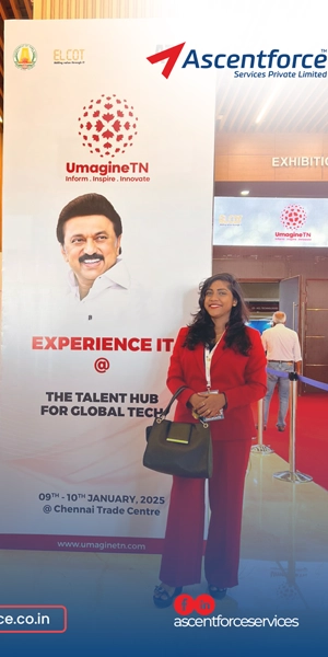 Asentforce representative attending the Global Tech Talent Hub event in Chennai.